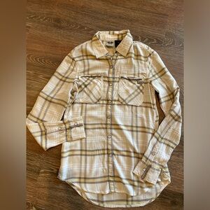 Harley Davidson Yellow Plaid Shirt ~ Chain logo snap buttons ~ XS